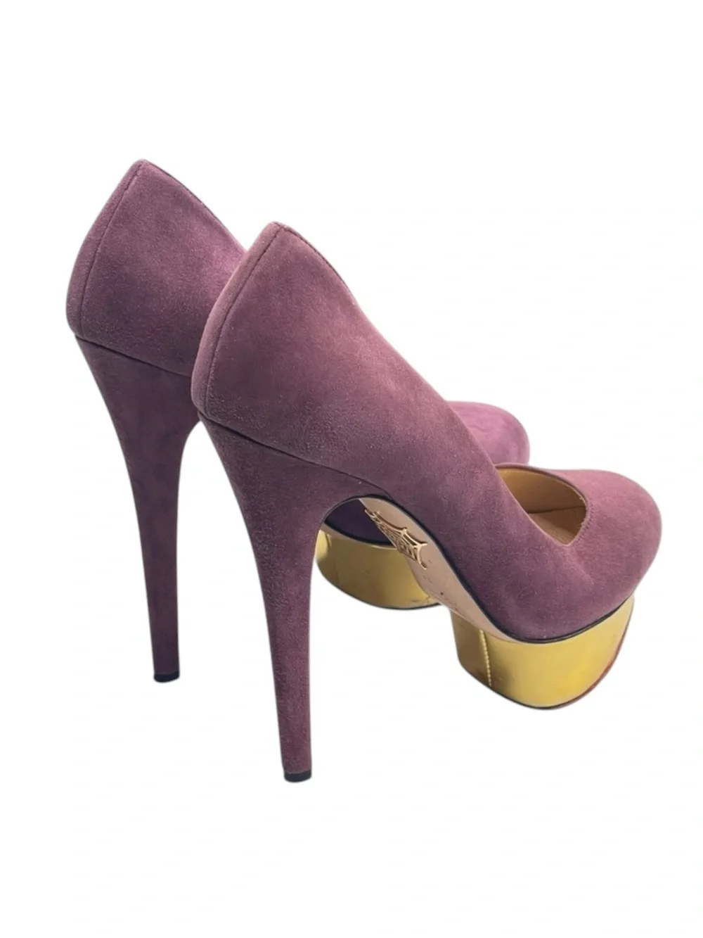 Charlotte Olympia 𒀭 Dolly Puttin On The Glitz Stiletto Platform Heels 𒀭Purple